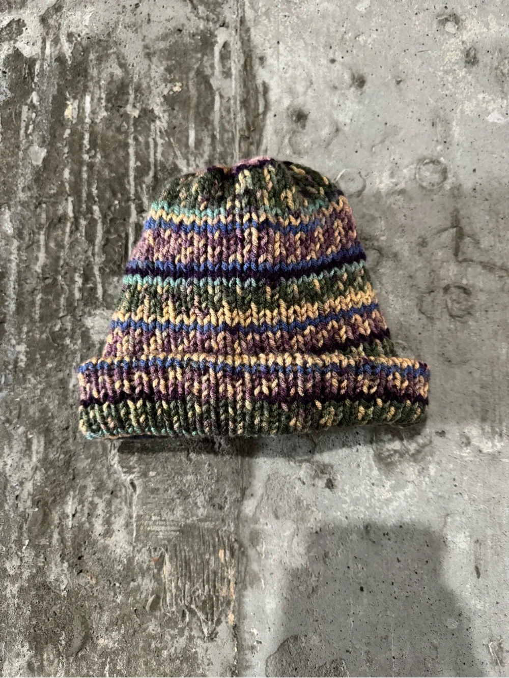 Multicolor Striped Knit Beanie Hat
